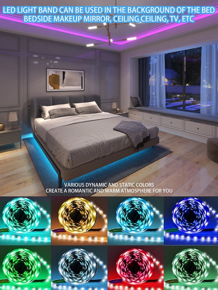 LED Strip Lights - Controlled by Remote & Smartphone