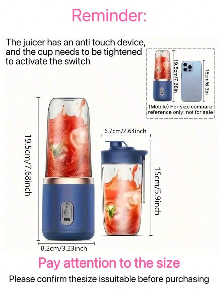 Wireless & Portable USB Charging Juicer With Six-Blade System