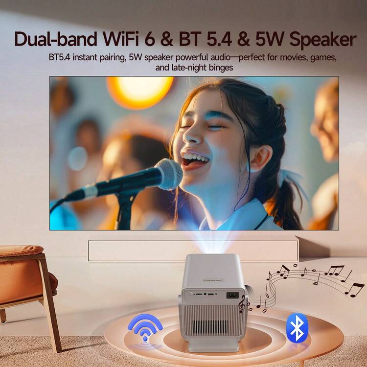 Smart Auto Focus Projector Native 1080P & Supports 8K